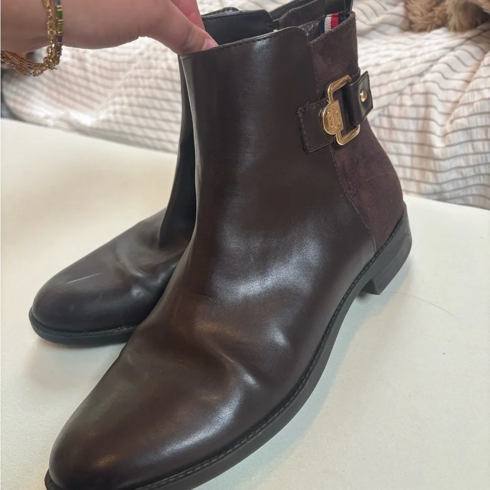 Tommy Hilfiger Brown Leather Boots